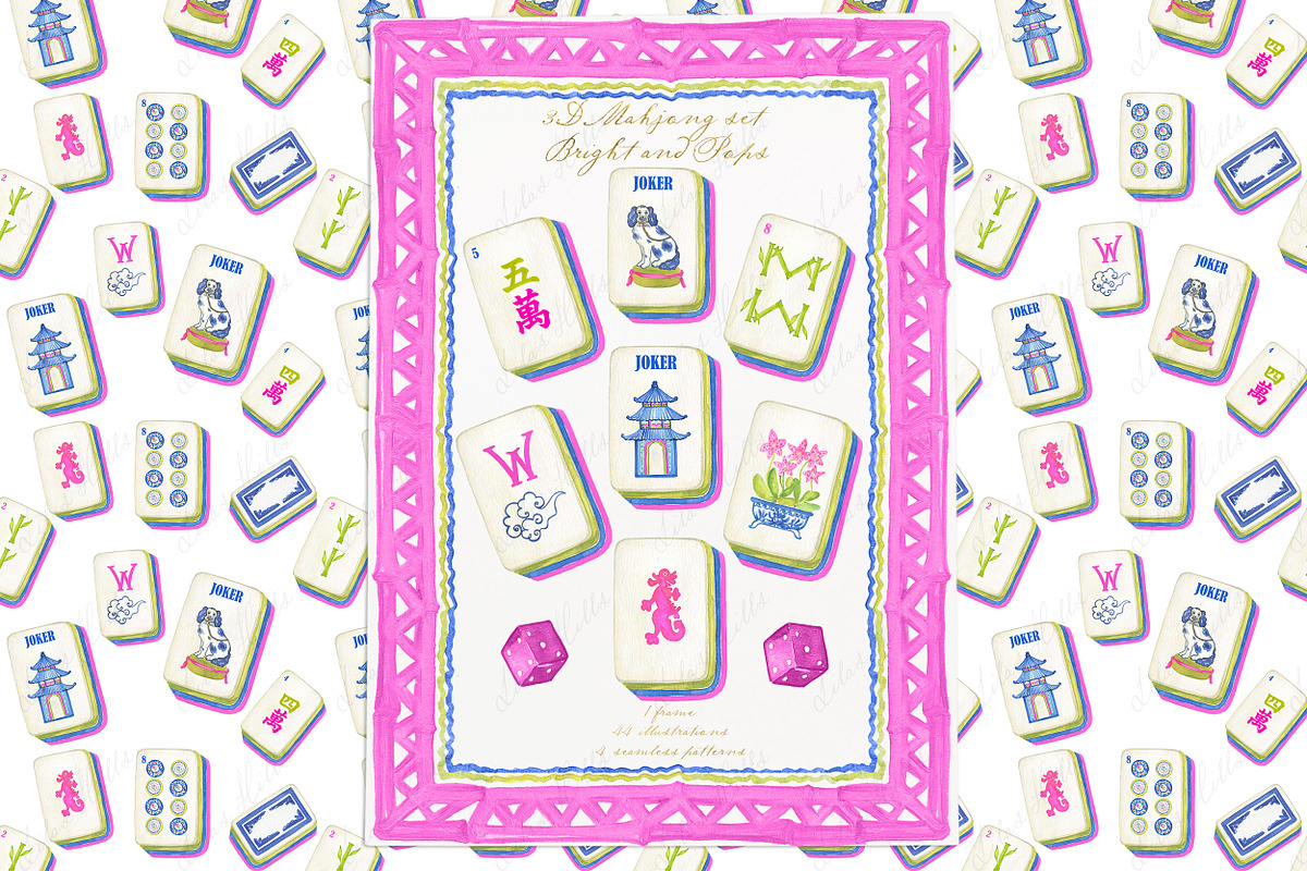 Mahjong Chinoiserie clipart, an Illustration by LABFcreations (Photo 1 of 4)
