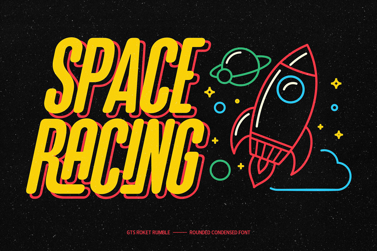 GTS Rocket Rumble | Retro Condensed, a Sans Serif Font by Graptail (Photo 5 of 23)