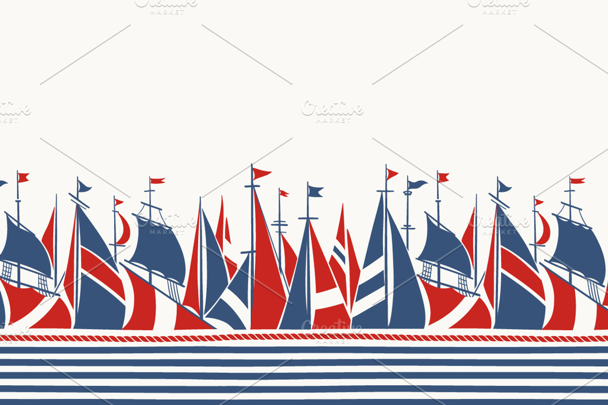 16 Nautical Retro Patterns & Borders, a Pattern Graphic by Adiemus (Photo 10 of 13)
