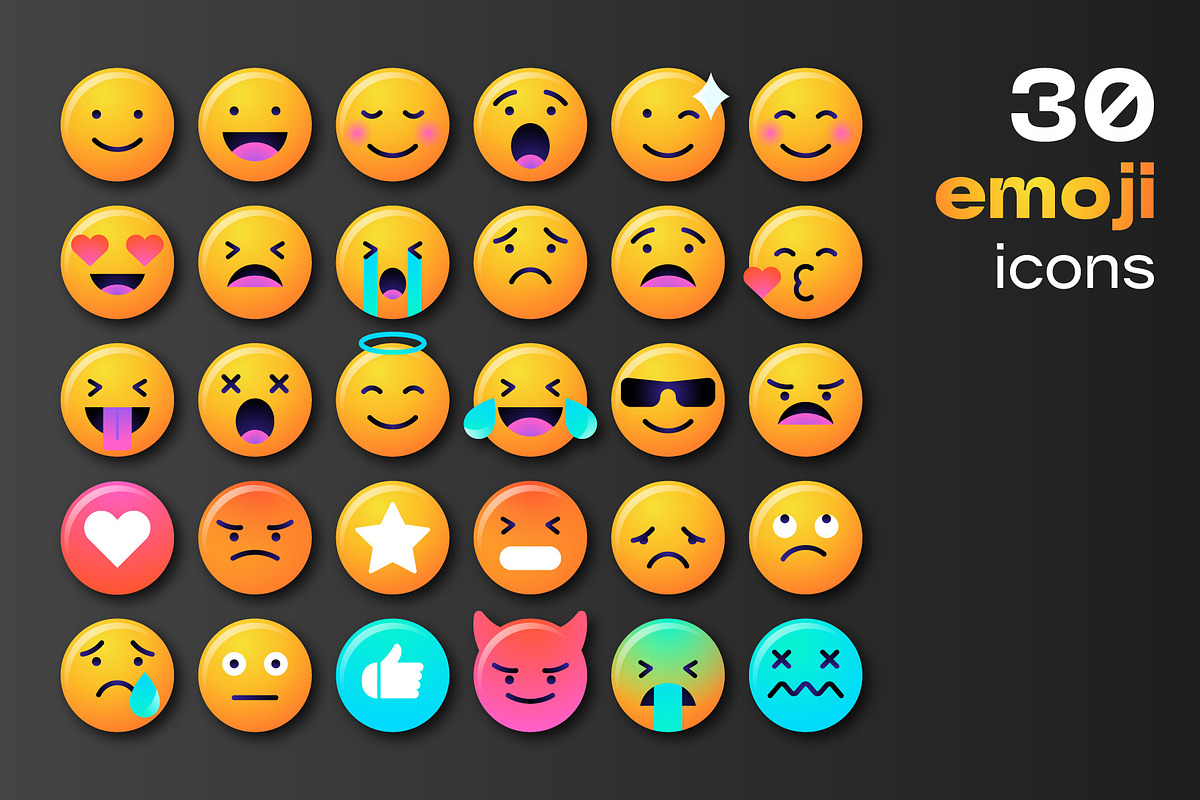 Emoticons emoji reactions, an Illustration by karnofff (Photo 2 of 4)