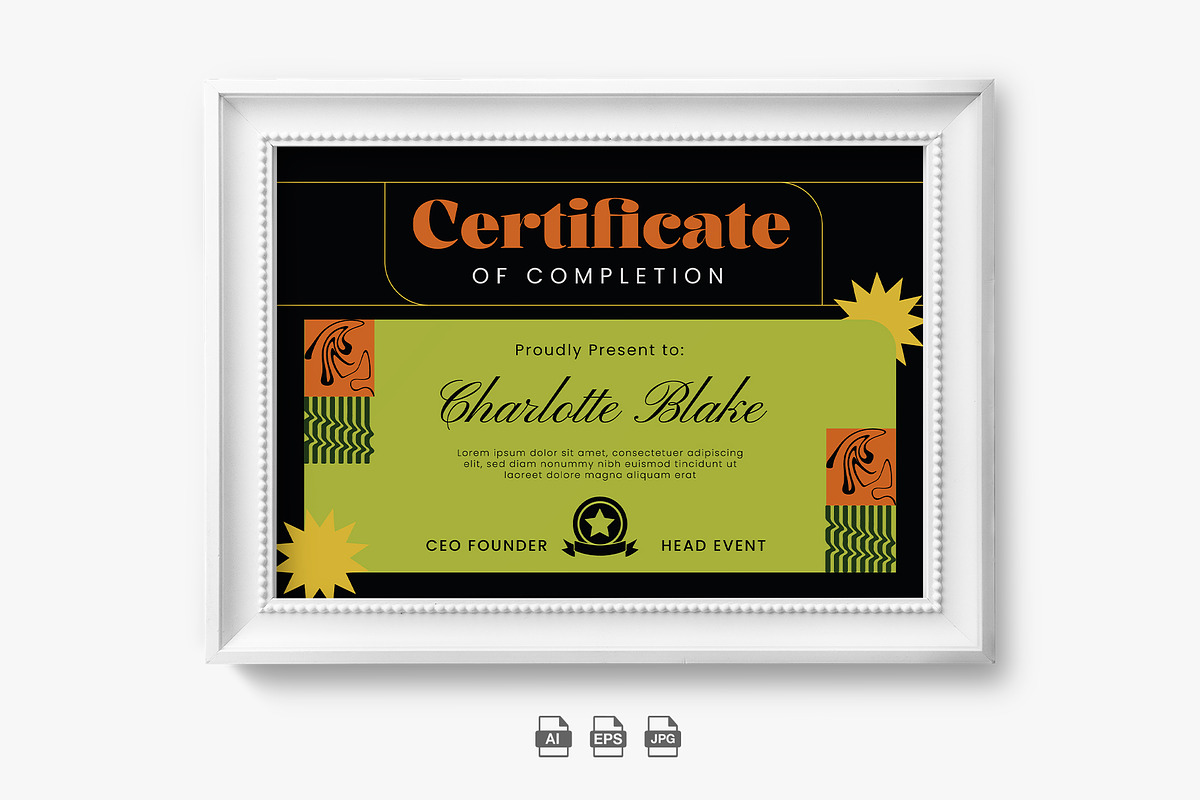Brutalism Certificate Template, a Stationery Template by Artnivora.Std