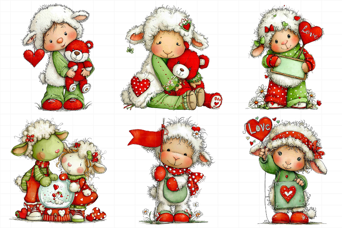 Valentines Quirky Winter Sheep Clipa, an Illustration by Daily.Designs (Photo 3 of 8)