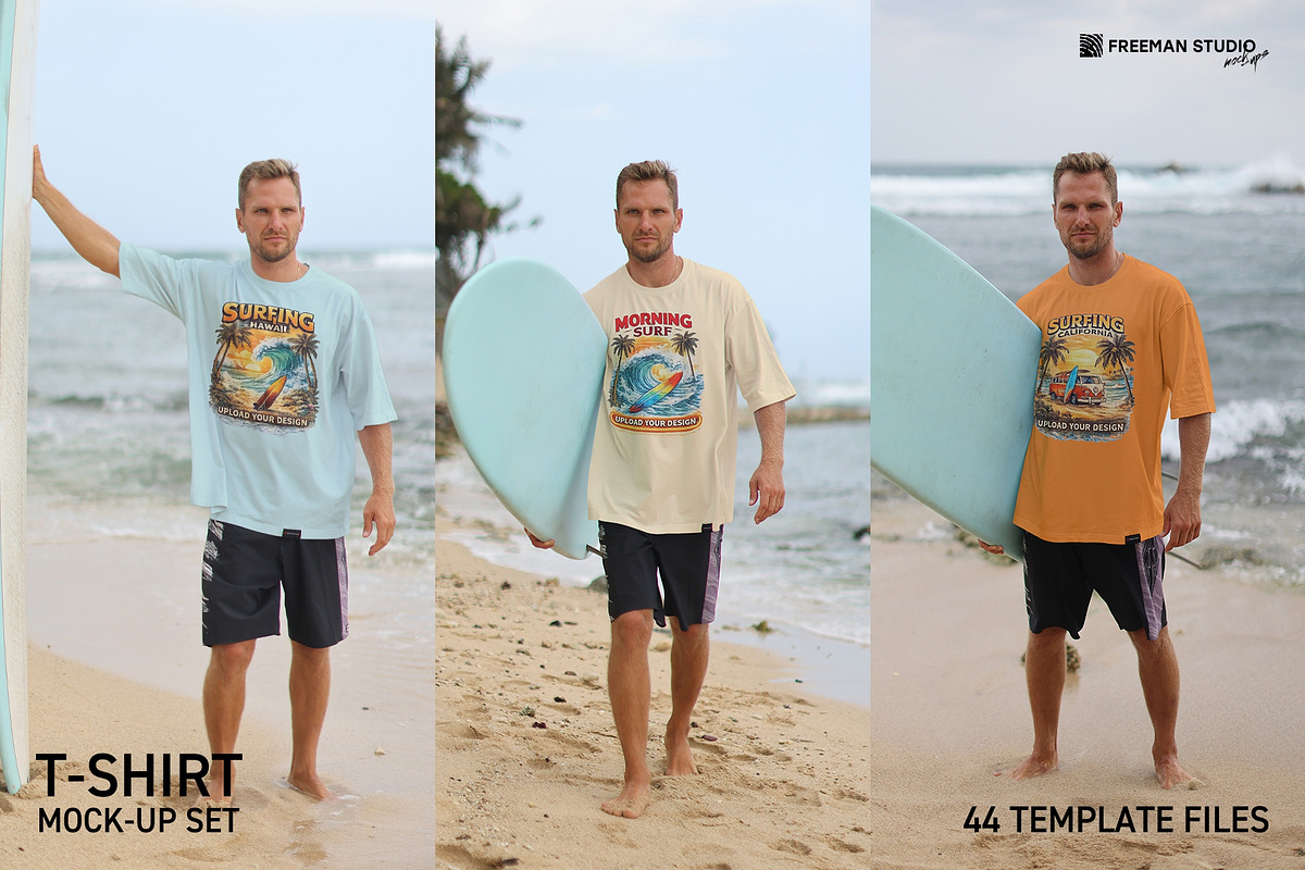 Surf T-Shirt Mockup, a Shirt Mockup by Freeman Studio (Photo 1 of 19)