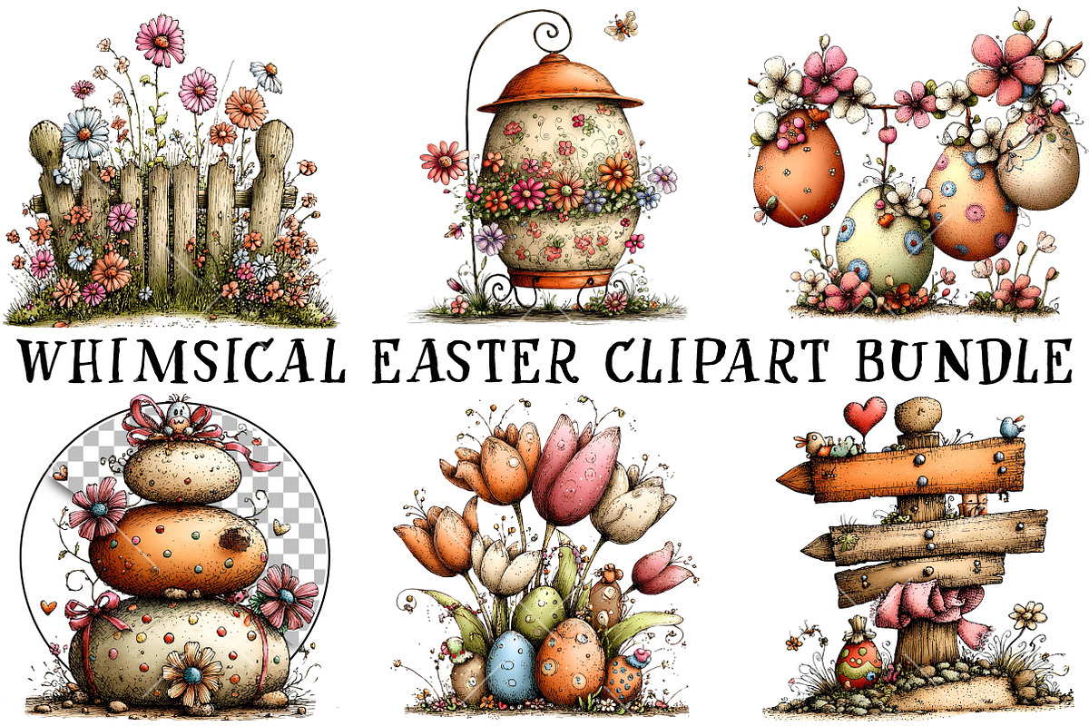 Whimsical Easter Clipart Bundle, an Illustration by OK Design (Photo 2 of 6)