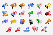Megaphone 3D Icon Set, an Object 3D Model by Eklip Studio (Thumbnail 2 of 2)