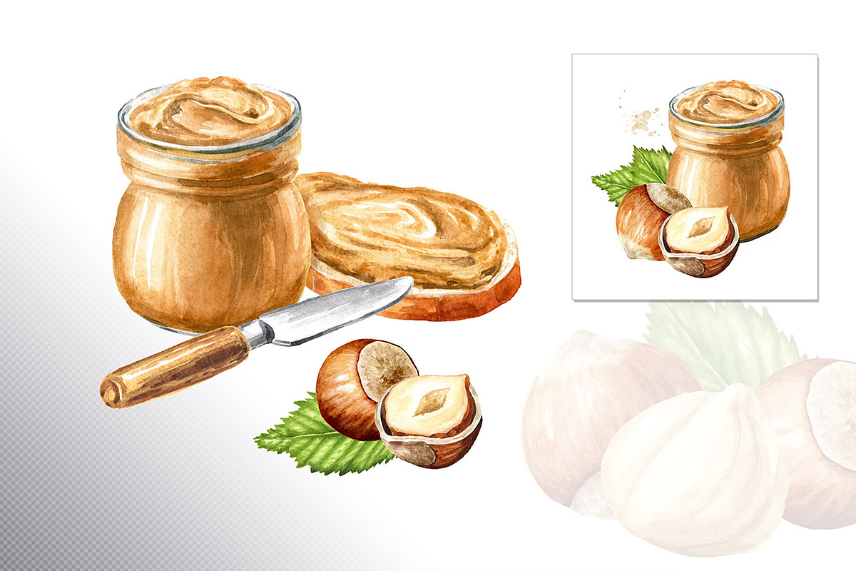 Huzelnuts. Watercolor collection, a Food Illustration by Daria Ustiugova (Photo 16 of 23)
