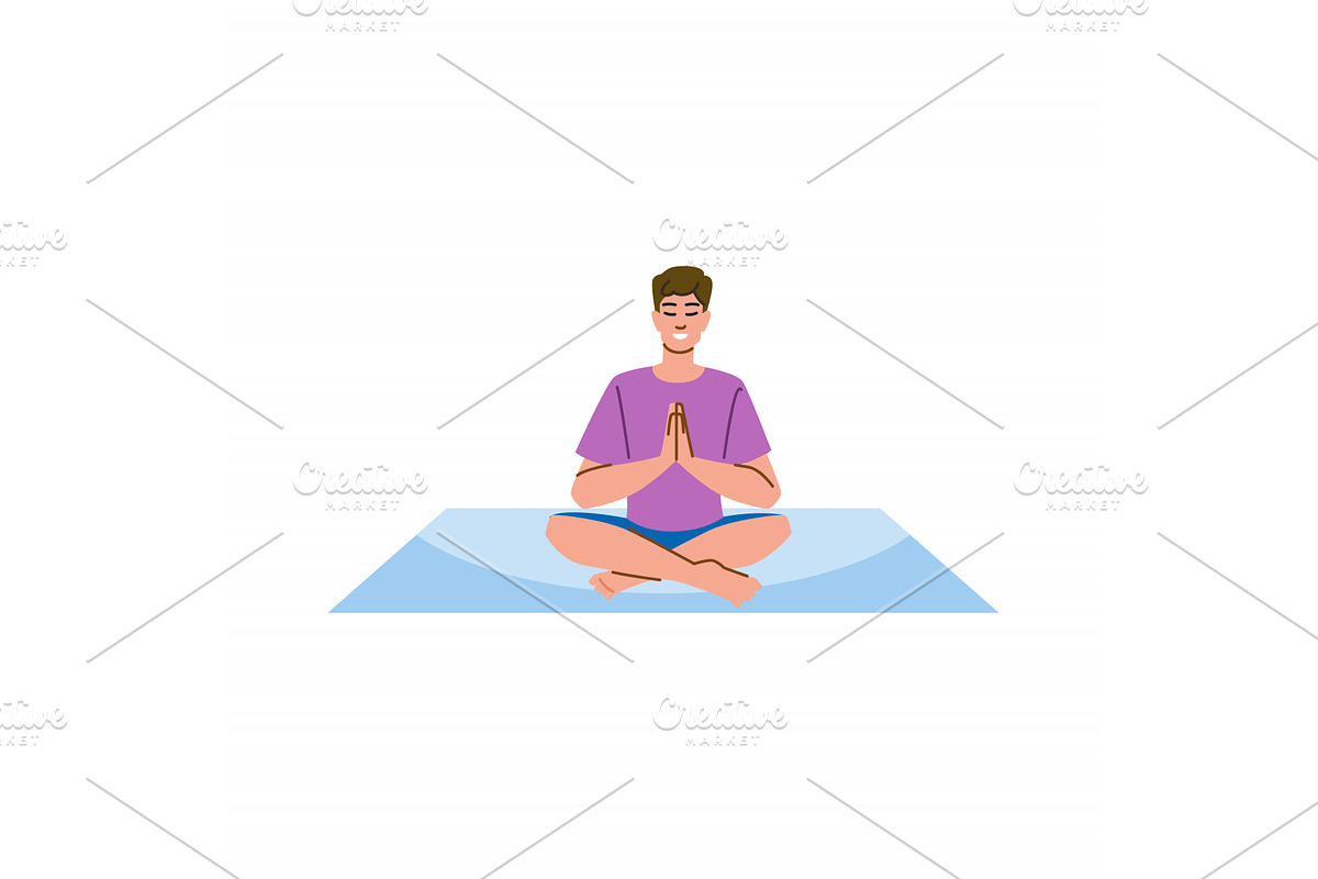 Young man practicing yoga and, a Person Illustration by pikepicture