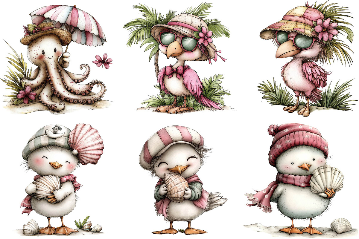 Whimsical Beach Animals & Kids Clipa, an Illustration by DreamPrint404 (Photo 3 of 6)