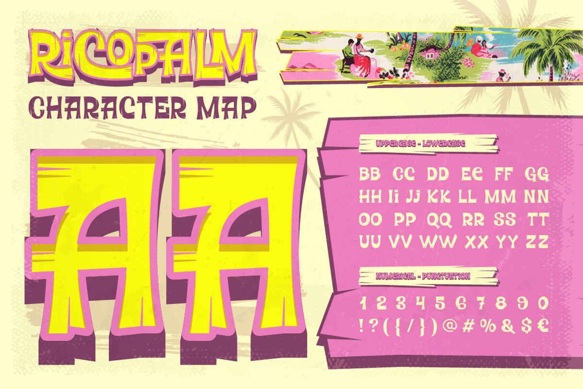 Ricopalm - Hawaiian Display Font, a Sans Serif Font by Artisan Themes (Photo 2 of 12)