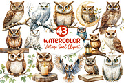 Vintage Owl Clipart, an Illustration by Dream Creation (Thumbnail 1 of 5)