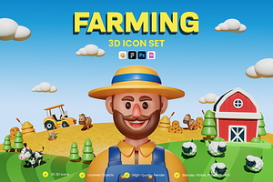 3D Farming Icons, a Plants & Tree 3D Model by Flat Icons