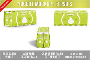 Yogurt Bottles With Box Mockup PSD