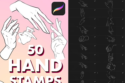 Procreate hands stamps, a Brush Add-On by vurdembrushes