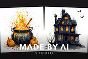Halloween Watercolor Clipart Prompts, an Object Graphic by MadeByAI Studio (Thumbnail 3 of 4)