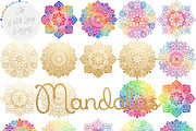 Mandala Clipart Set Rainbow & Gold, an Illustration by The Dutch Lady Designs (Thumbnail 3 of 6)