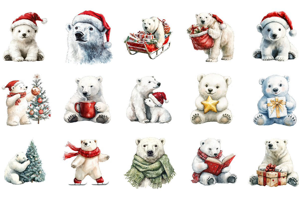 Christmas Polar Bear Sublimation, an Illustration by Designking (Photo 2 of 5)