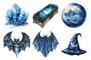 Moonlit Blue Halloween Clipart, an Illustration by Daily.Designs (Thumbnail 3 of 5)