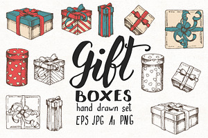 Hand drawn Gift boxes Set
