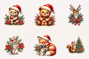 Watercolor Christmas Animals, a Seasonal Illustration by CreationArt (Thumbnail 3 of 7)