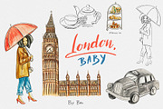 London travel clipart, an Illustration by Kate Snitser (Thumbnail 4 of 5)