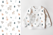 Forest Animals pattern & Clipart Set, a Pattern Graphic by tetiartline (Thumbnail 3 of 4)