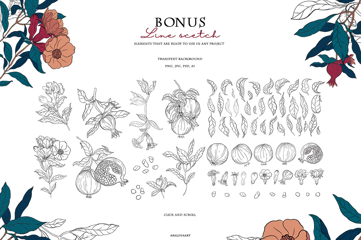 Pomegranate paradise collection, a Pattern Graphic by Aralova Art (Photo 7 of 8)