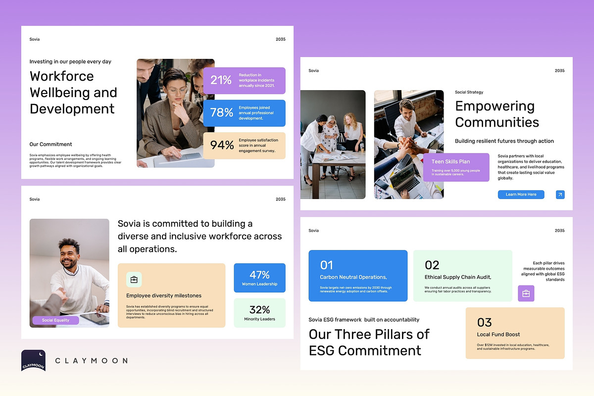ESG Corporate Report Pitch Deck, a Presentation Template by Claymoon Lab (Photo 6 of 7)