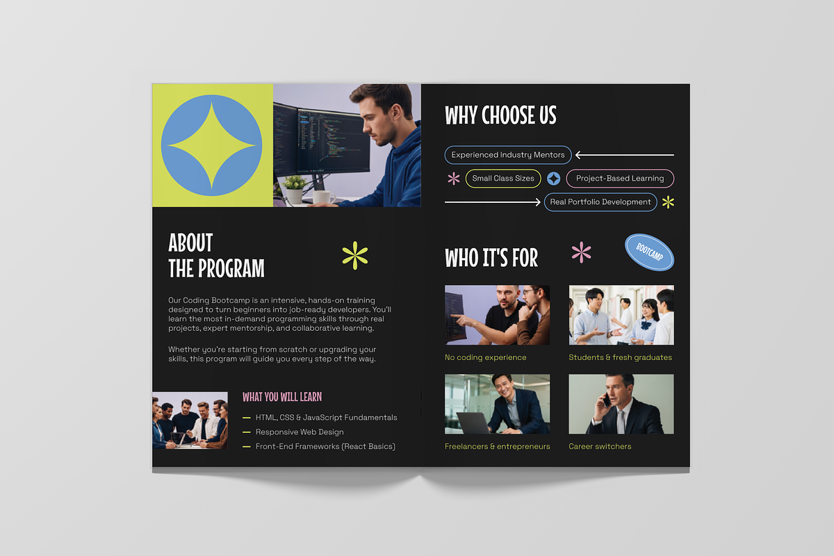 Coding Bootcamp Bifold Brochure, a Brochure Template by Annora Studio (Photo 2 of 6)