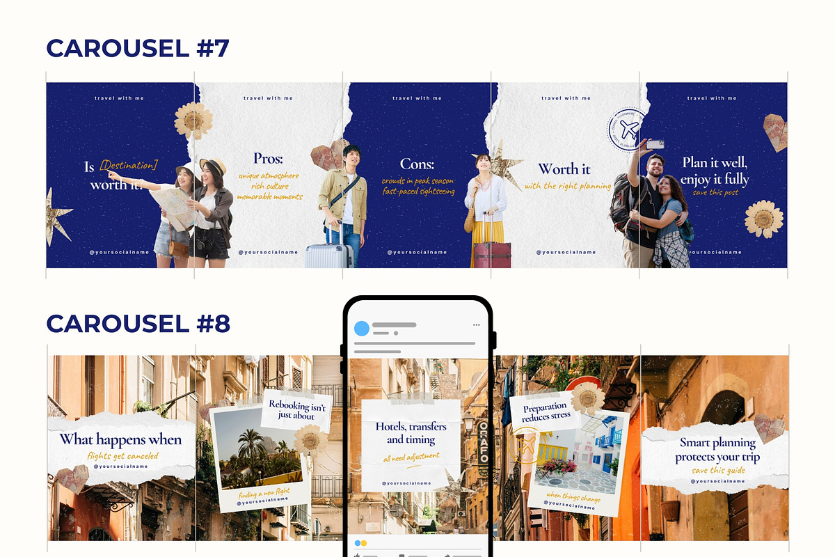 Scrapbook Travel Seamless Carousels, a Social Media Template by Anna Design Studio (Photo 7 of 11)