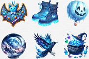 Watercolor Blue Halloween Clipart, an Illustration by Black Bird Studio (Thumbnail 5 of 6)