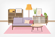 Retro interior, living room, a Decorative Illustration by Good Studio (Thumbnail 9 of 12)