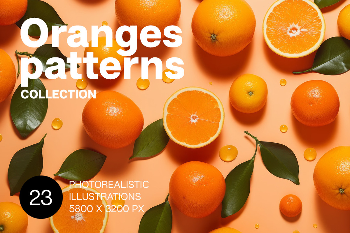 Oranges patterns - 23 images, a Food Illustration by Handmadefont (Photo 1 of 9)