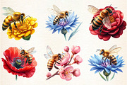 Bee Flowers Sublimation Clipart, an Illustration by DreamArtGraphic (Thumbnail 4 of 4)