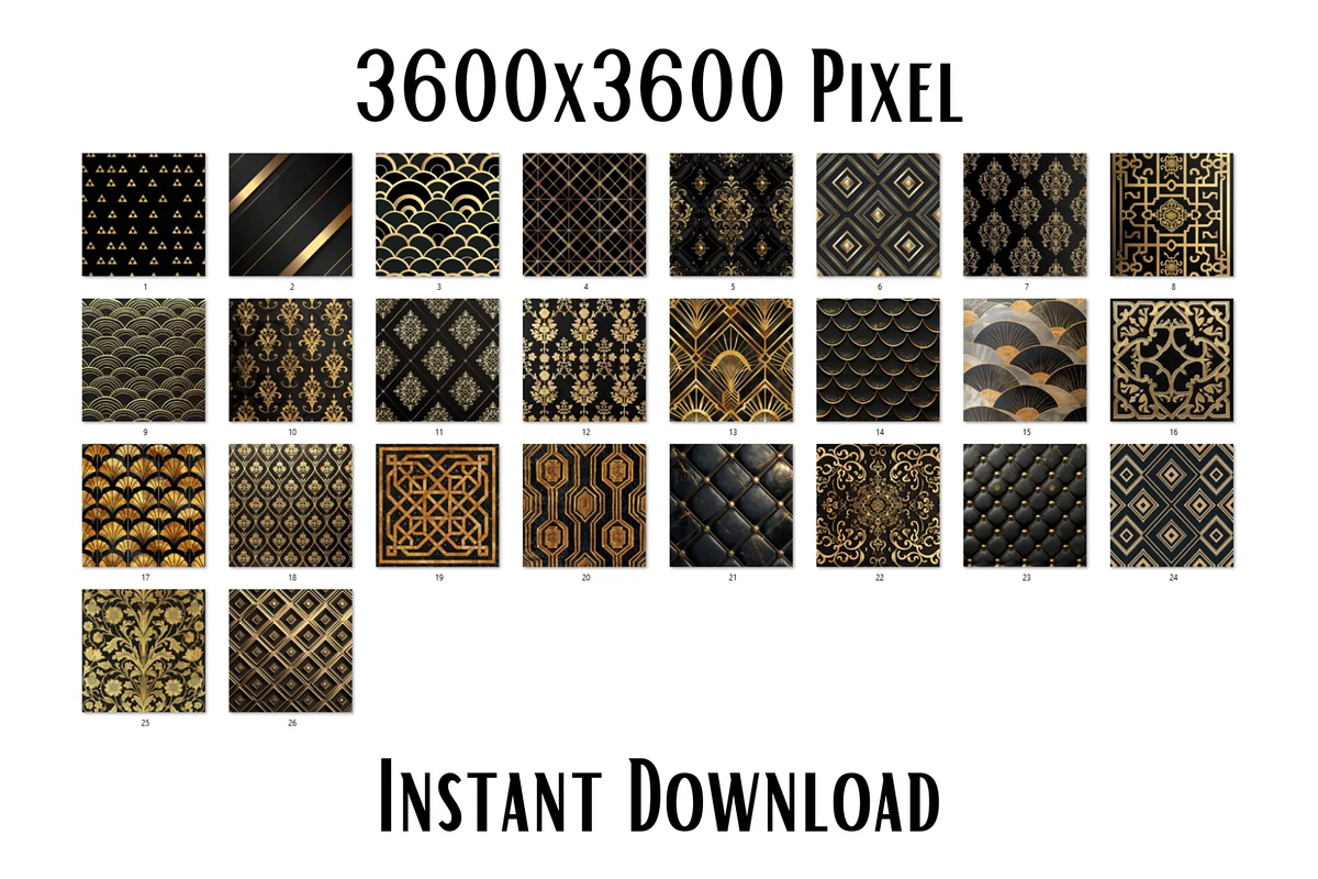 26 Art Deco Digital Paper, an Illustration by HubbaDigitals (Photo 2 of 2)