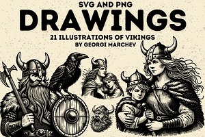 Viking Illustrations Bundle SVG PNG, a Person Illustration by Ray Crimson