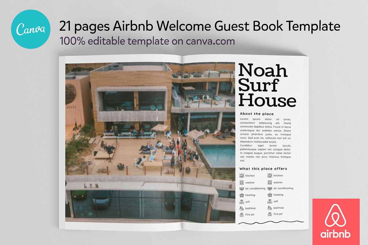 Airbnb Guest Book Canva template, a Templates & Theme by DeLaGranSiete (Photo 2 of 13)
