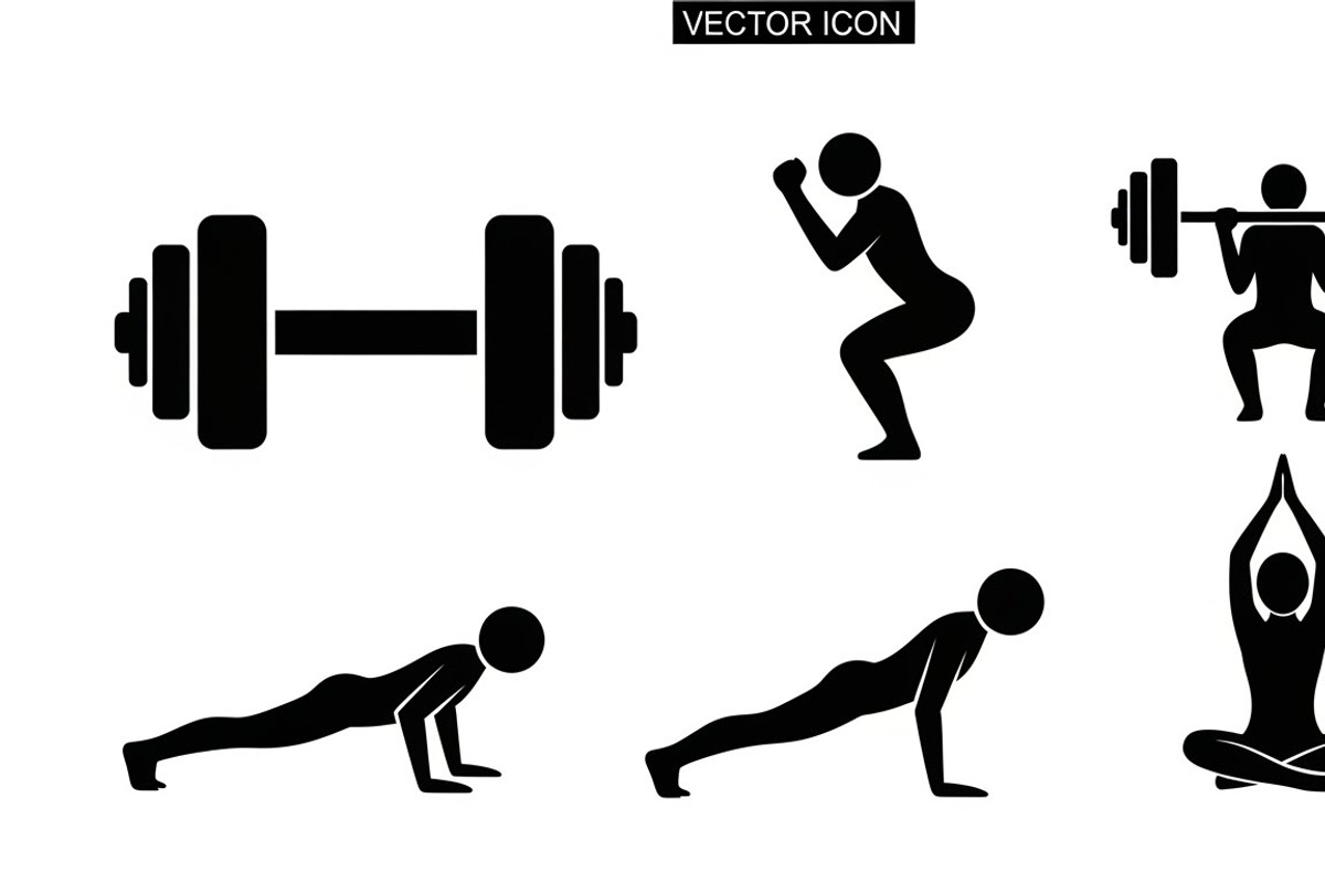 Fitness Workout Silhouette Icon Set, an Illustration by musafir_fashion (Photo 48 of 51)