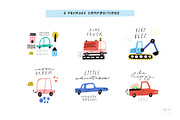 Cute Cars | Hand drawn clipart, a Transportation Illustration by Olia (Thumbnail 4 of 11)