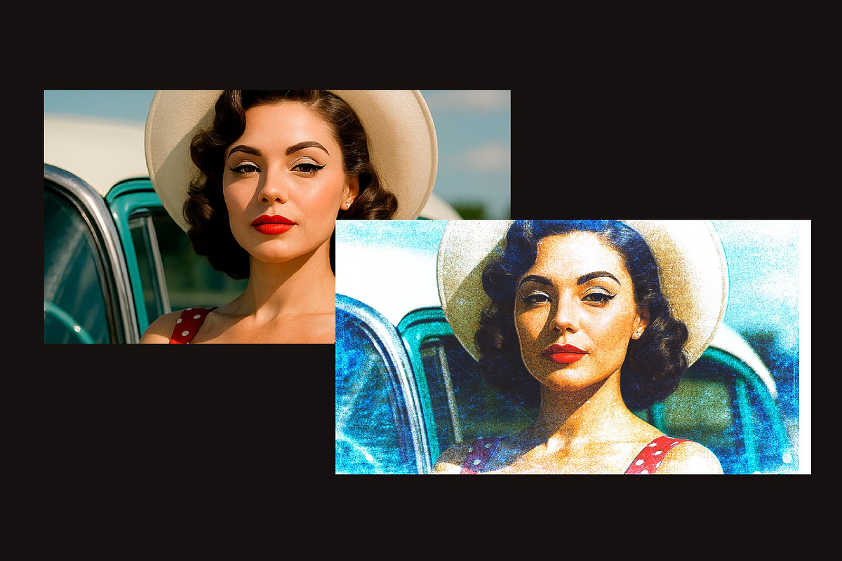 Grain Retro Portrait Photo Effect, a Brushes & More by studiogstock (Photo 2 of 2)