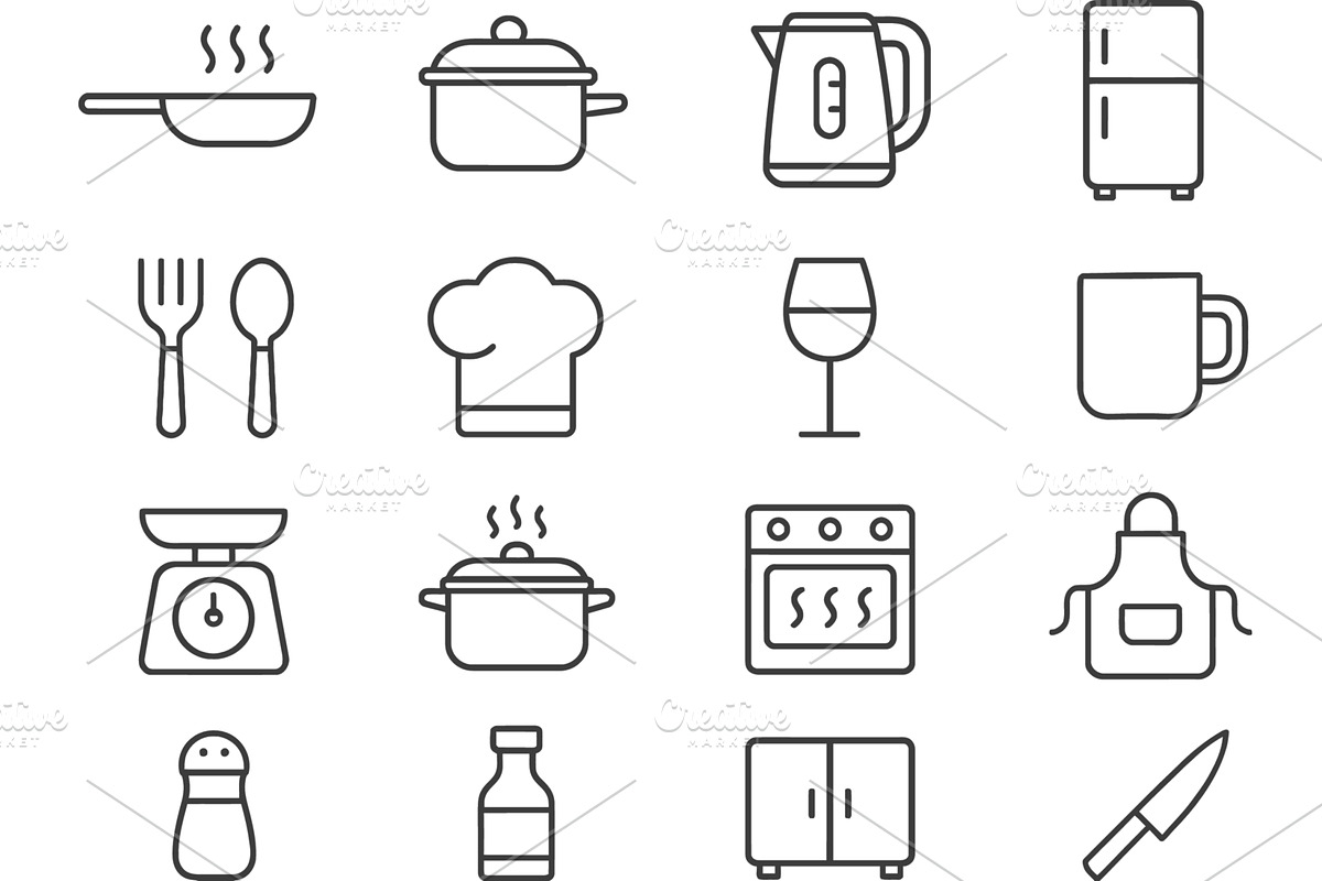 Vector illustration of kitchen line, a Food Illustration by ZinetroN