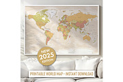 Vector World Map - Large&Detailed, a Decorative Illustration by PorcuPen Works (Thumbnail 6 of 9)