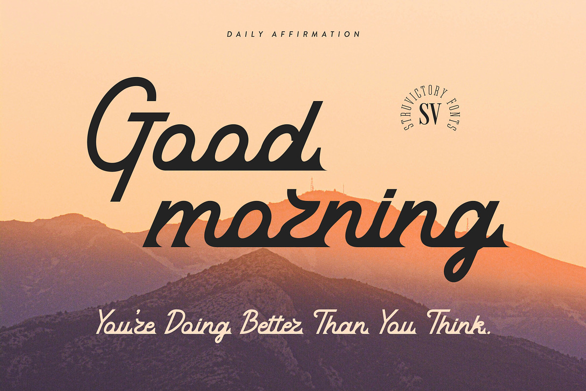 Vinyl Friends Nostalgic Logo Script, a Script Font by Struvictory.art (Photo 7 of 8)