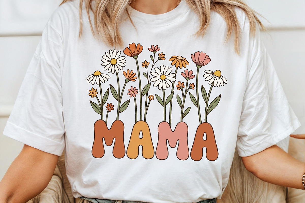 Retro Mama , Mom Flower Mother's Day, a Seasonal Illustration by Sublimation Artist (Photo 4 of 9)