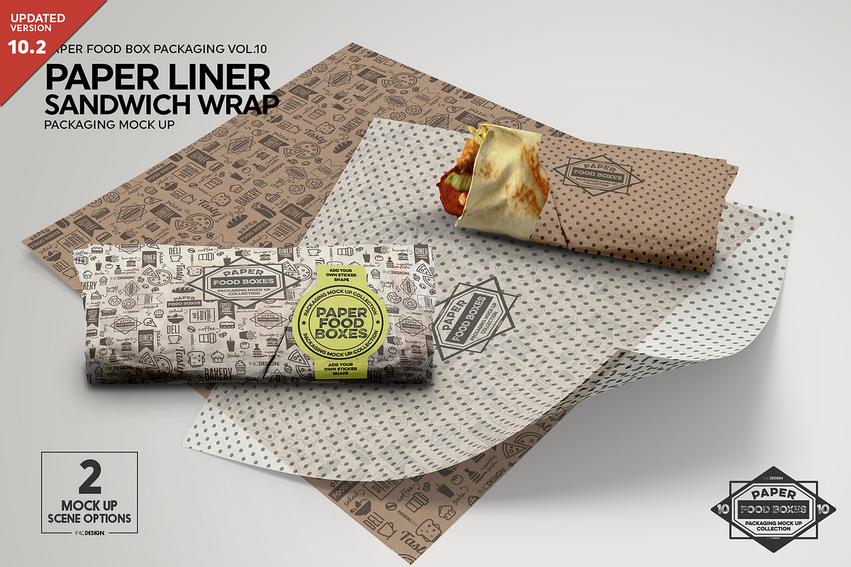 Wrap or Burrito Paper Liner Mockup, a Packaging Mockup by INCDesign (Photo 1 of 7)