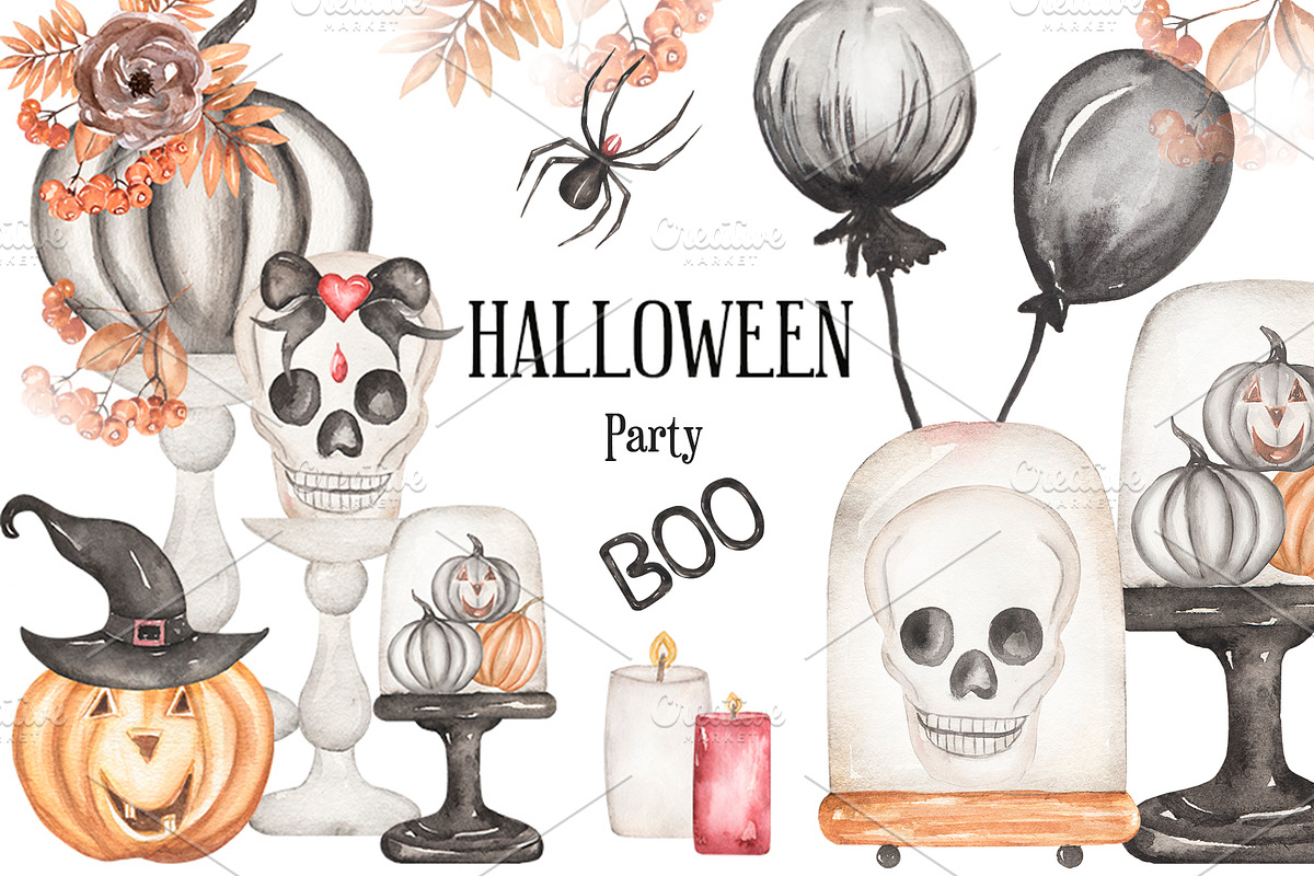 Watercolor Halloween Night, a Decorative Illustration by MayaNavits (Photo 5 of 9)