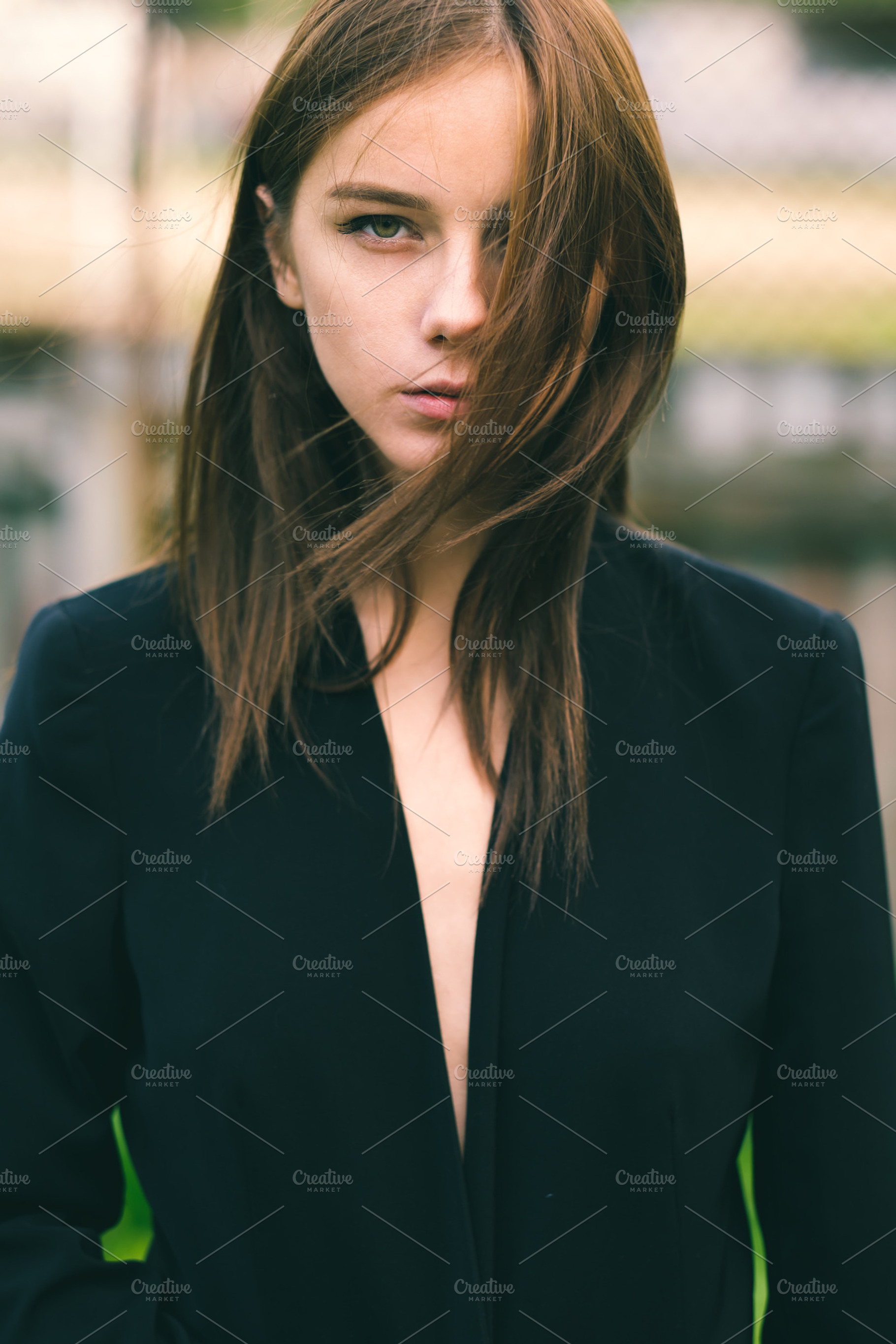 Sexy girl in a jacket containing girl, female, and young, a Beauty & Fashion Photo by Aleshyn Andrei