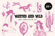 Wanted and Wild cowgirl vector set, a Decorative Illustration by yabluko_draws (Thumbnail 1 of 6)