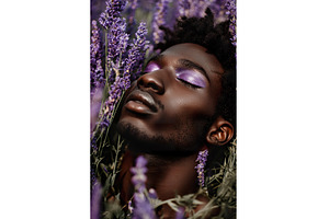 African young male with purple, a Person Photo by Lermont51