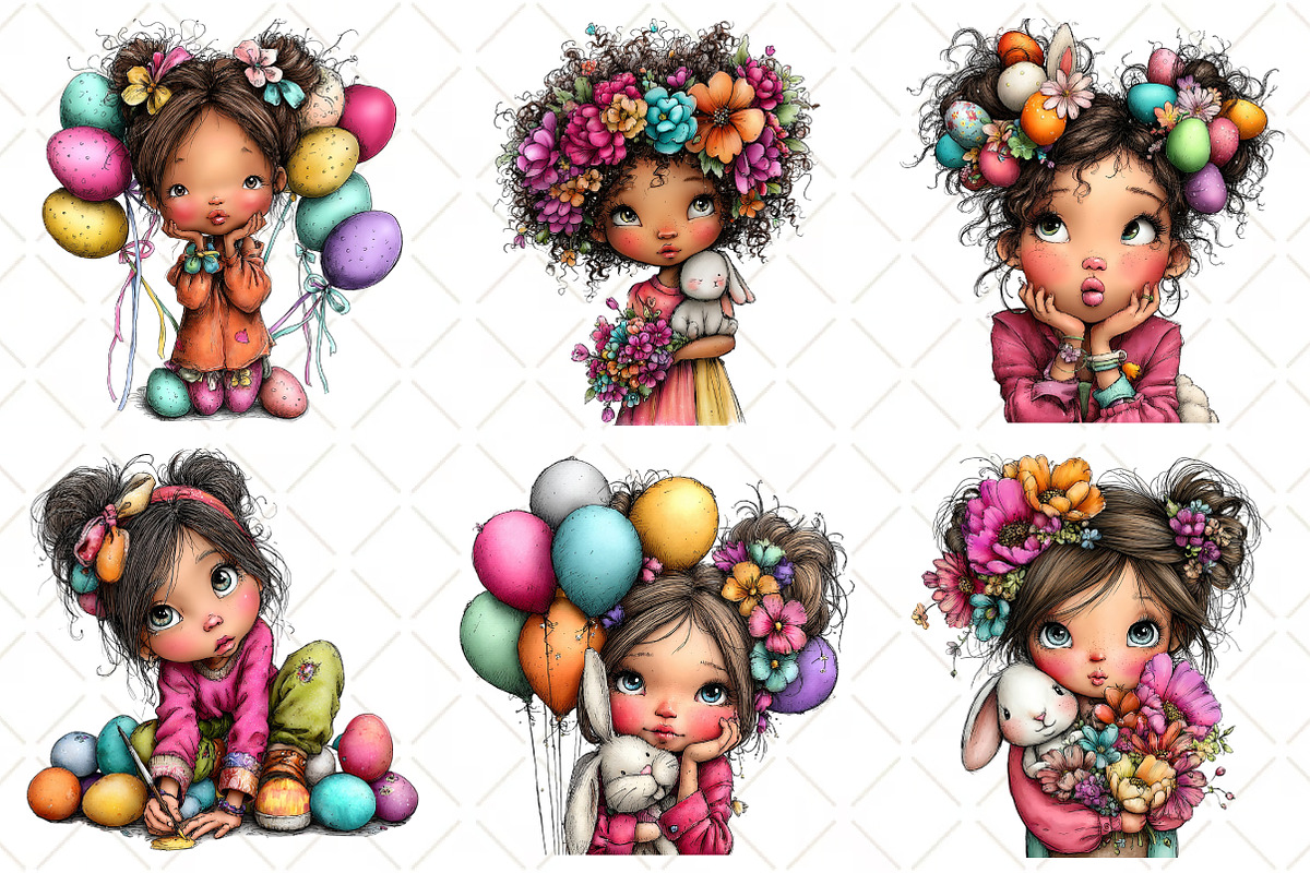 Whimsical Easter Girl Clipart, an Illustration by Black Bird Studio (Photo 4 of 5)
