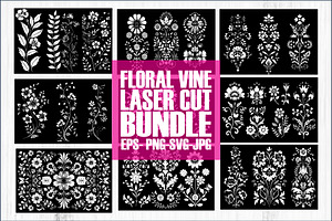 Floral Vine Laser Cut Bundle, an Object Graphic by hafijul